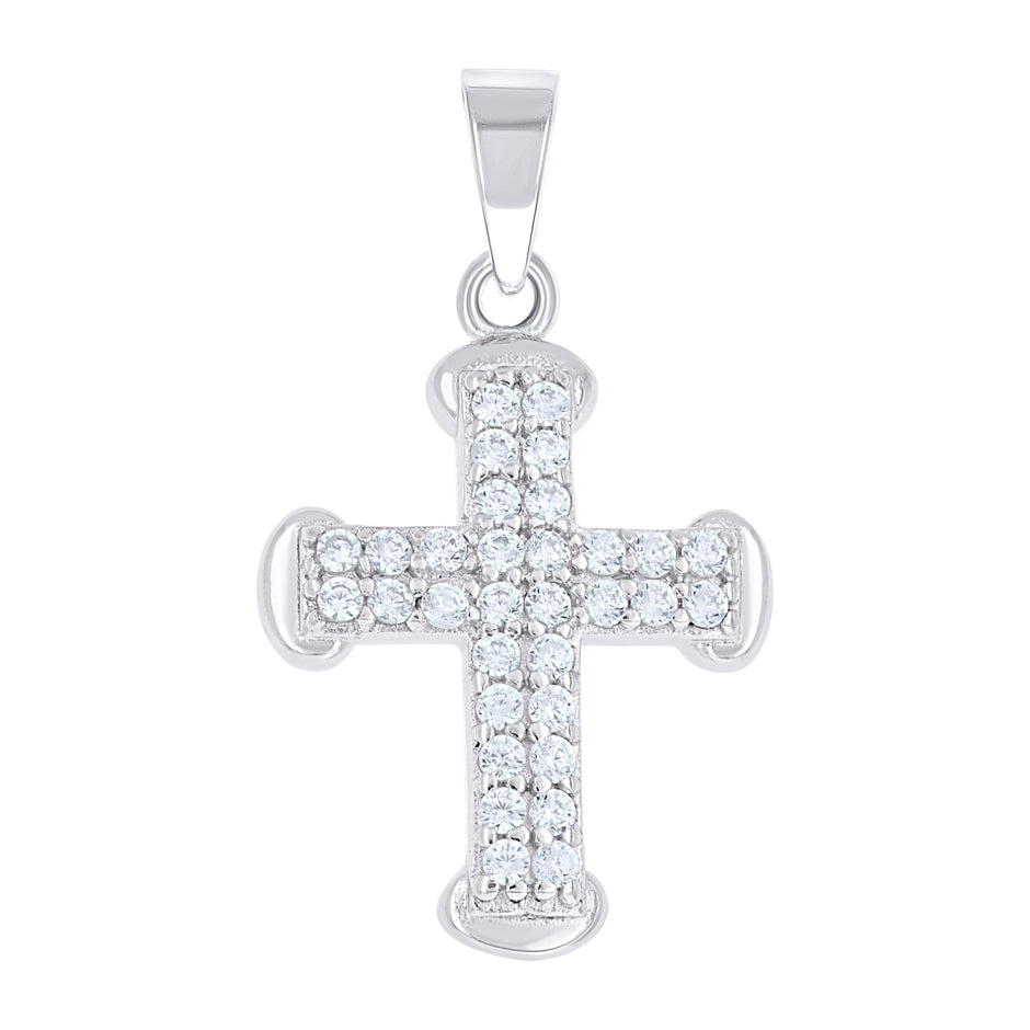 925 Sterling Silver Unisex Cz Cross Religious Charm Pendant