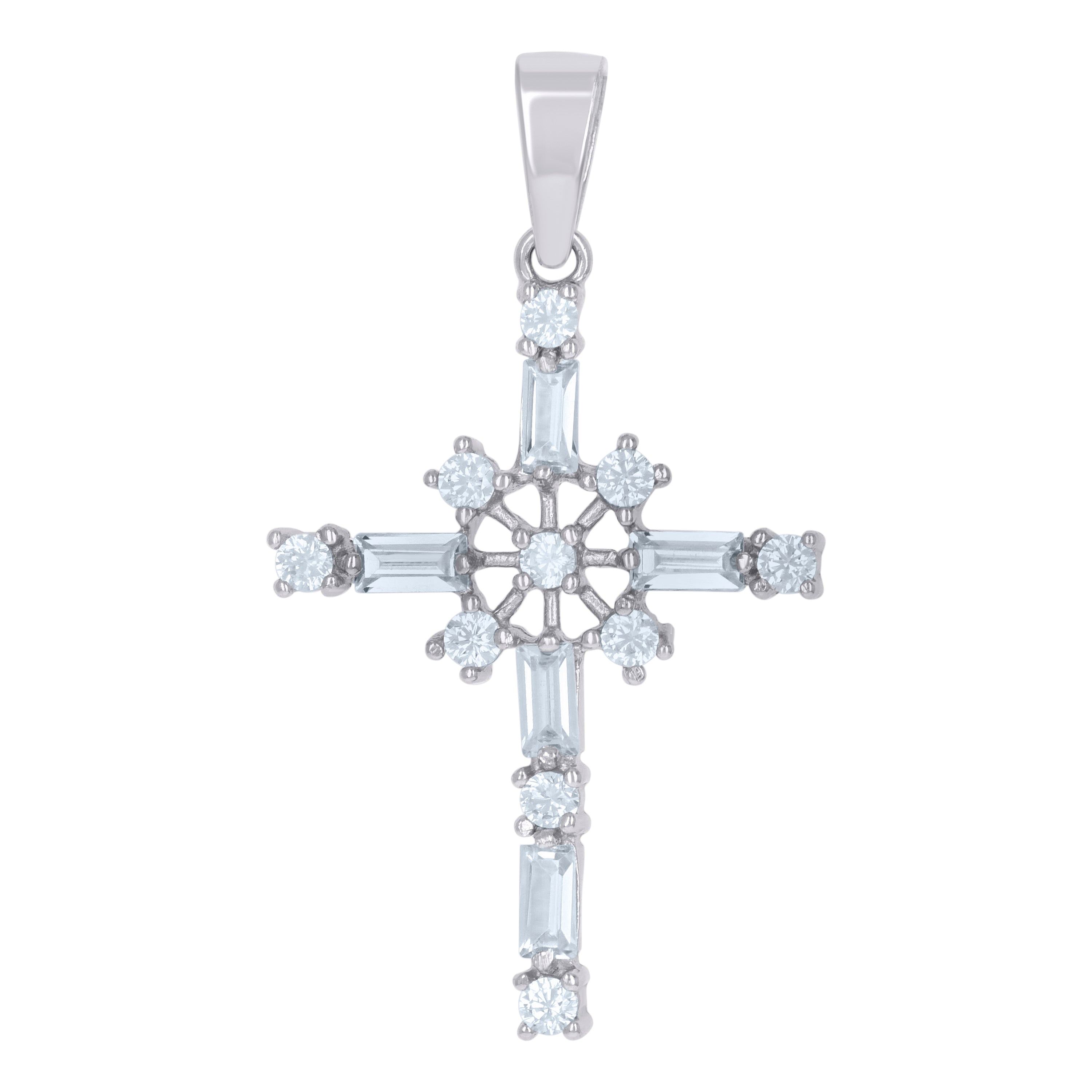 925 Sterling Silver Mens Cubic Zirconia Cross Religious Charm Pendant