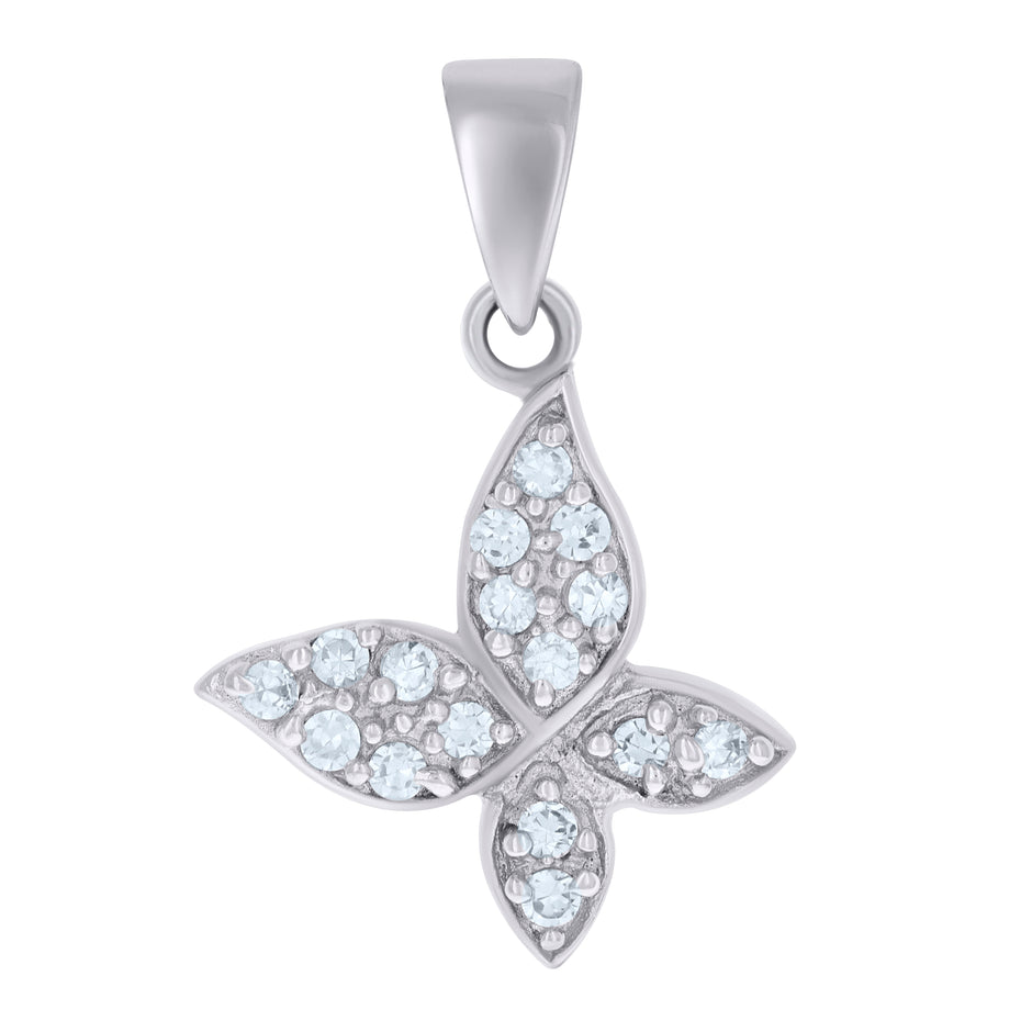 925 Sterling Silver Womens Cubic-Zirconia Butterfly Fashion Charm Pendant 