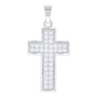 925 Sterling Silver Mens Cubic Zirconia Cross Religious Charm Pendant