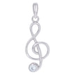 925 Sterling Silver Unisex Cubic Zirconia Note Treble Clef Charm Pendant