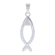 925 Sterling Silver Unisex Cubic Zirconia Fish Charm Pendant