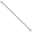 925 Sterling Silver Womens Purple & White Cubic Zirconia Fancy Tennis Flower Bracelet Size 8 Inches