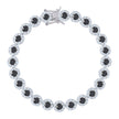 925 Sterling Silver Womens Black & White Cubic Zirconia Fancy Tennis Flower Bracelet Size 8 Inches