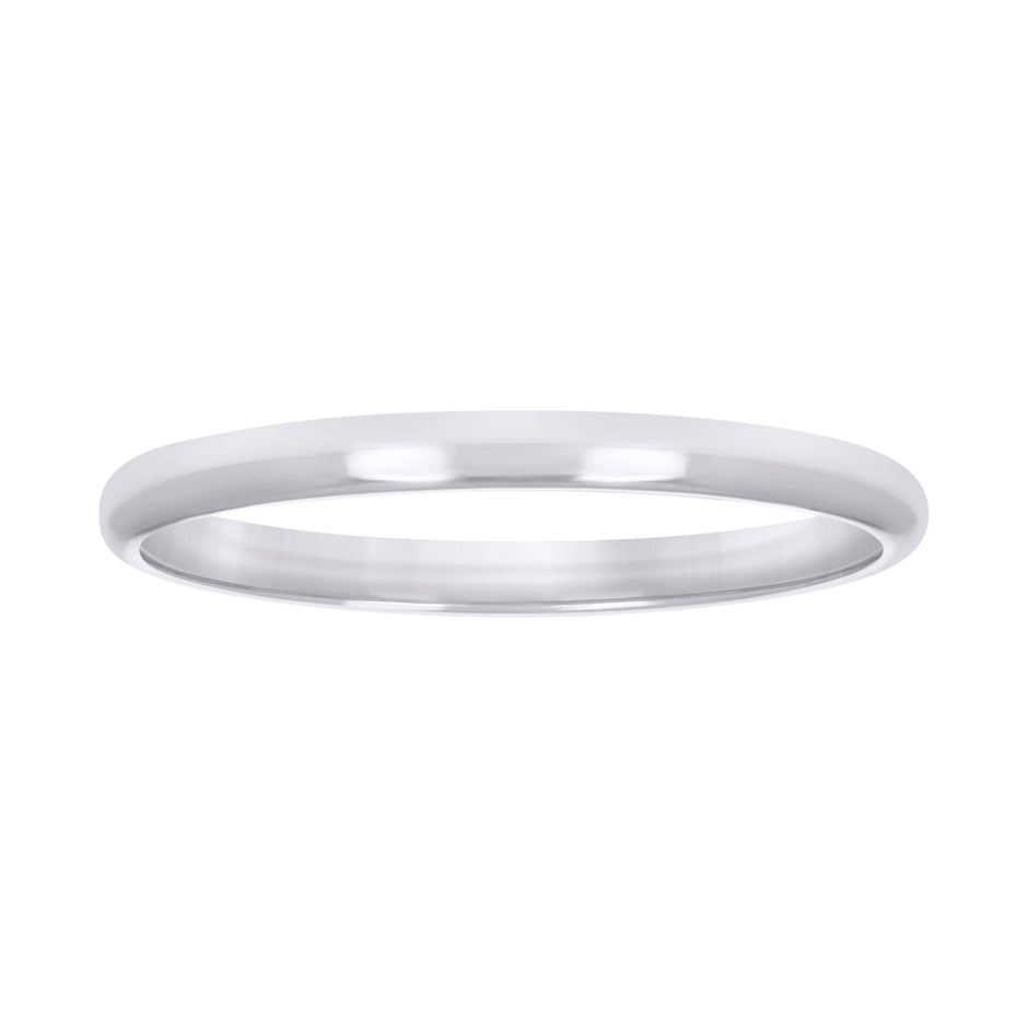 10kt White Gold Unisex 2mm Comfort-Fit Wedding Band Ring Size 9 - SLV-40584