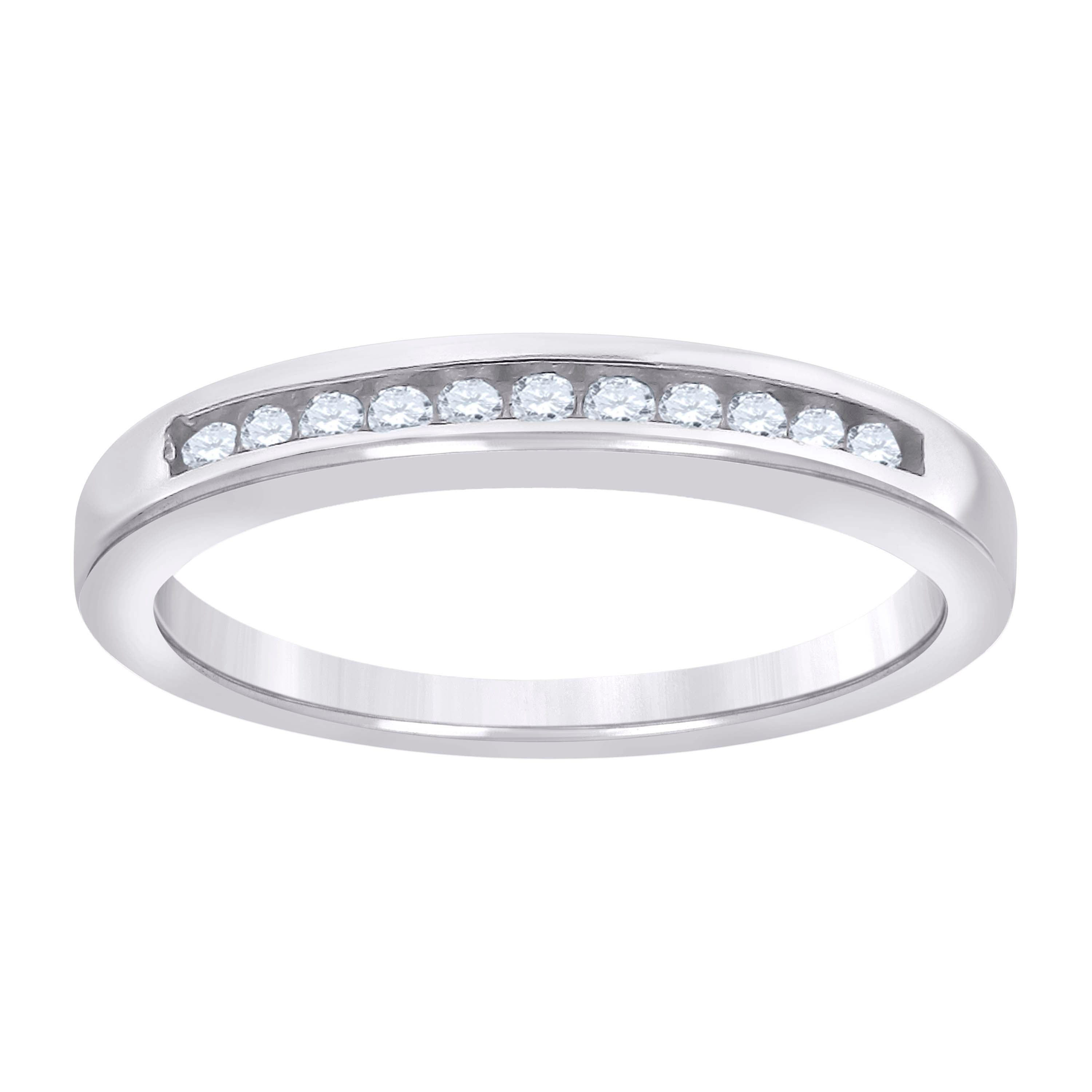 925 Sterling Silver Womens Cubic Zirconia Size-7 Single Row Wedding Engagement Anniversary Band Ring - SLV-42665