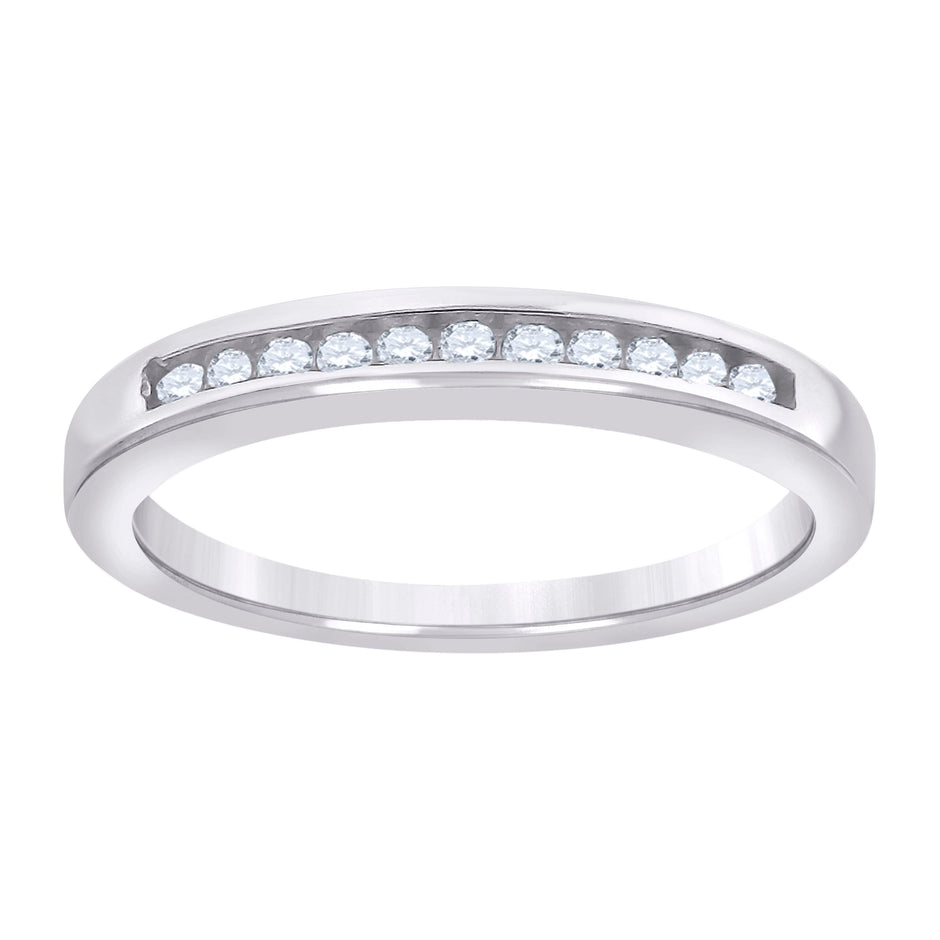 925 Sterling Silver Womens Cubic Zirconia Size-7 Single Row Wedding Engagement Anniversary Band Ring - SLV-42665