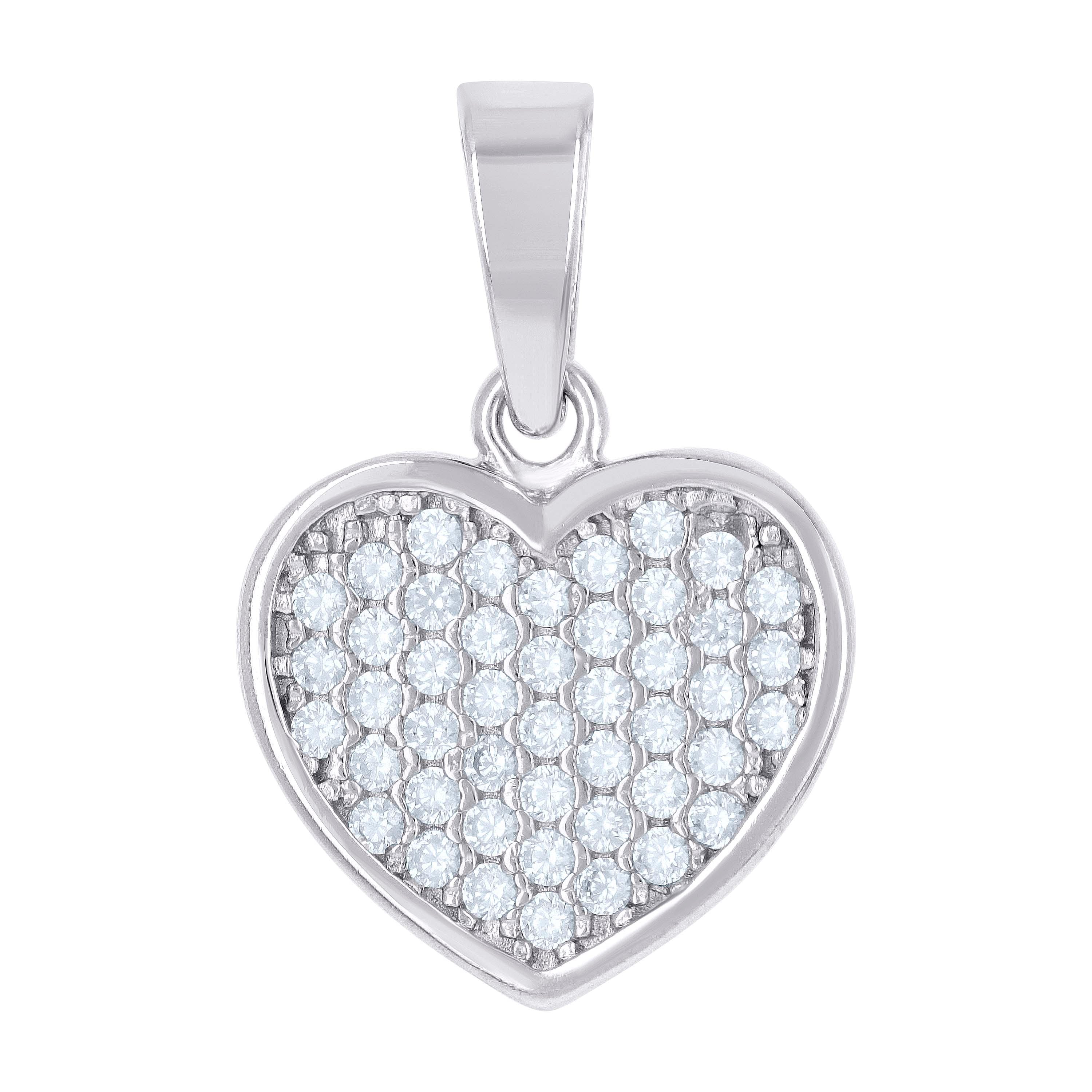 925 Sterling Silver Womens Cz Heart Charm Pendant
