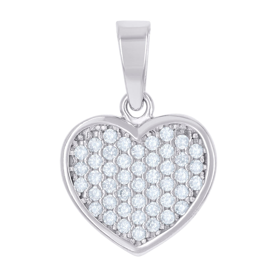 925 Sterling Silver Womens Cz Heart Charm Pendant