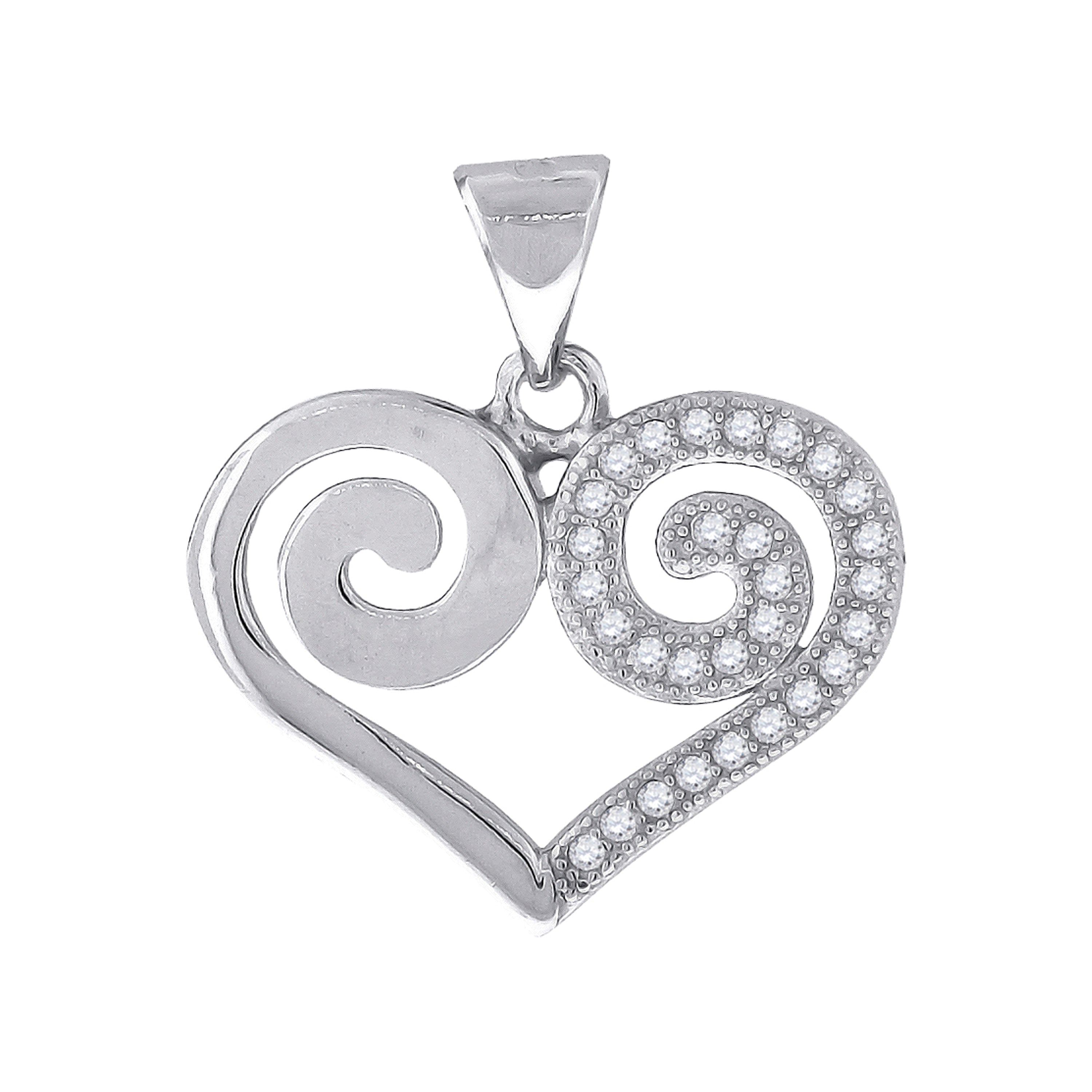 925 Sterling Silver Womens Cz Heart Charm Pendant