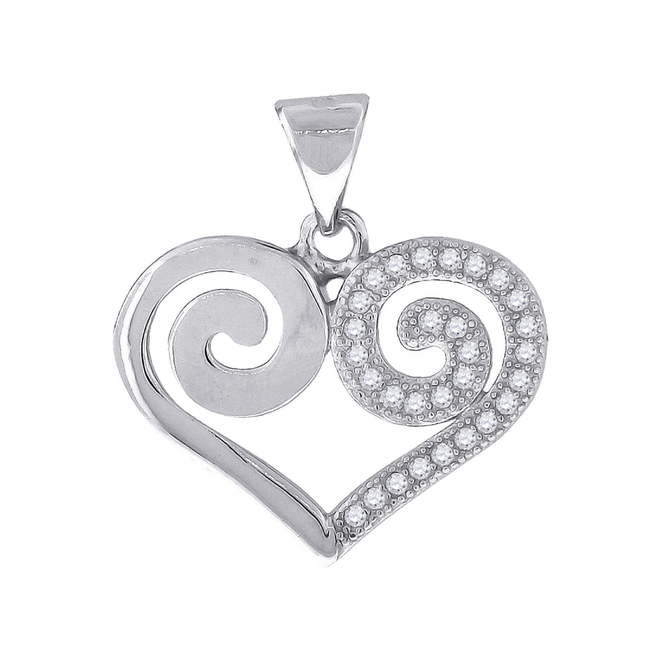 925 Sterling Silver Womens Cz Heart Charm Pendant