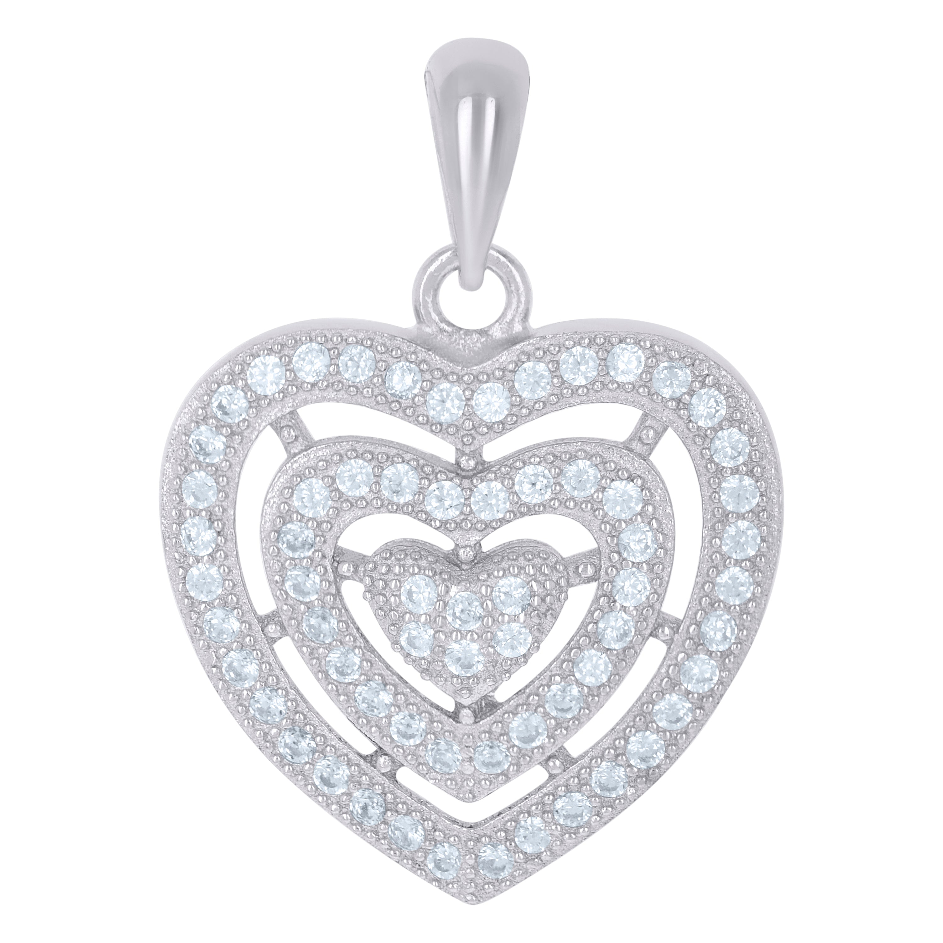925 Sterling Silver Womens Cz Heart Charm Pendant