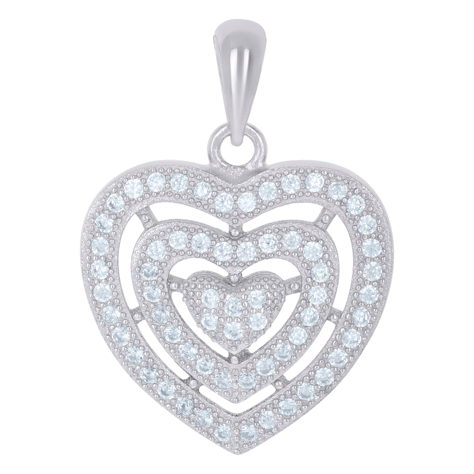 925 Sterling Silver Womens Cz Heart Charm Pendant