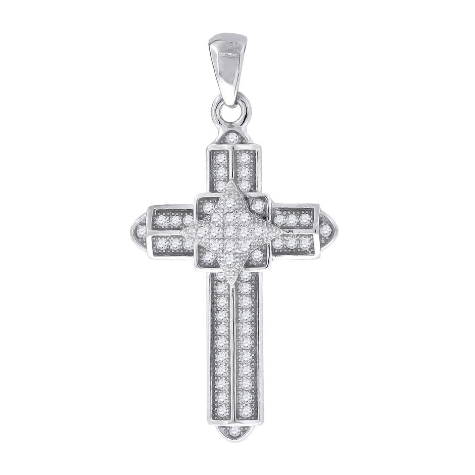 925 Sterling Silver Unisex Cz Cross Religious Charm Pendant