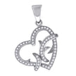 925 Sterling Silver Womens Cubic Zirconia Heart Charm Pendant