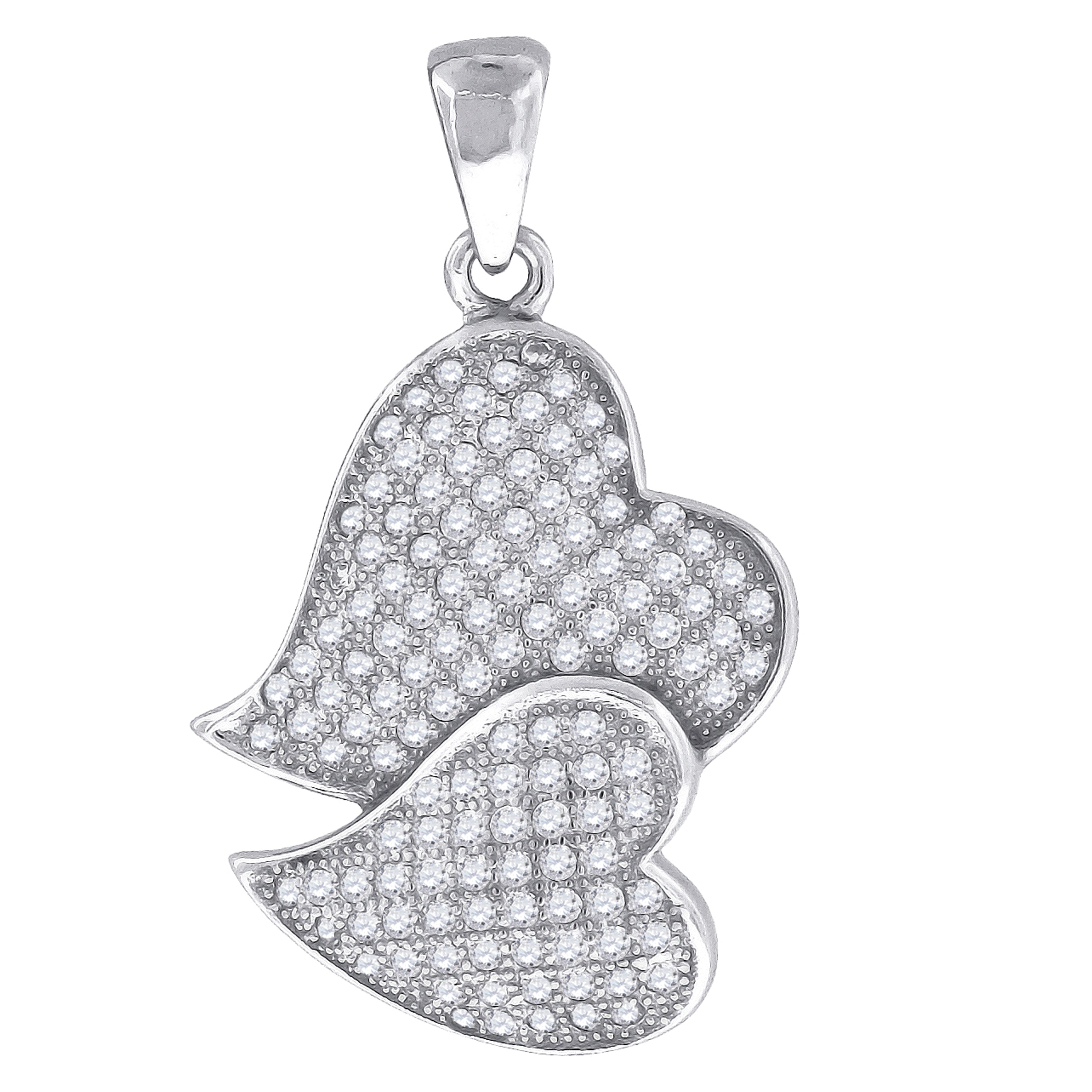 925 Sterling Silver Womens Cz Heart Charm Pendant