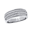 925 Sterling Silver Womens Cubic Zirconia Cz 3 Row Wedding Band Ring Size 9 - SLV-42409