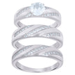 925 Sterling Silver His & Hers Cubic Zirconia Trio Ring Set Size 9 - SLV-42801
