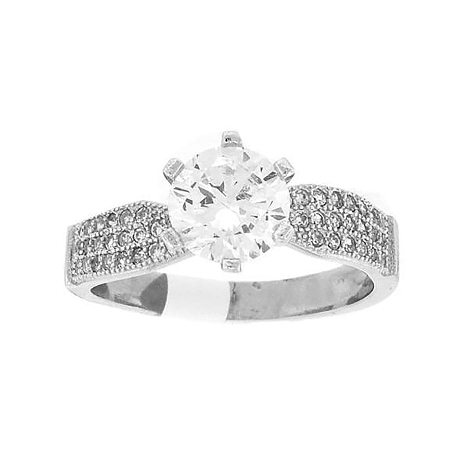 925 Sterling Silver Cubic Zirconia Cluster Size-7 Womens Anniversary Wedding Band Engagement Ring - SLV-42432