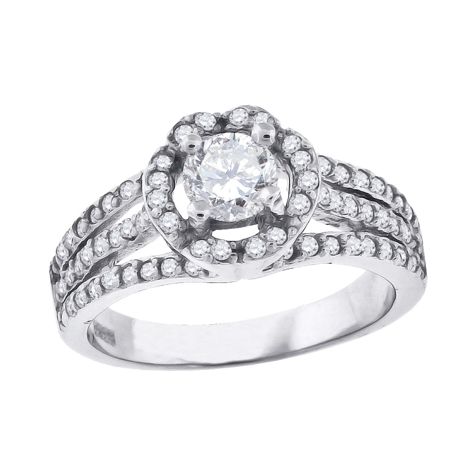 925 Sterling Silver Womens Cubic Zirconia Fashion Engagement Ring Size 7 - SLV-42450