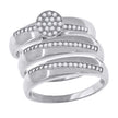 925 Sterling Silver His & Hers Cubic-Zirconia Round Head Trio Ring Set Size 7