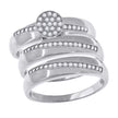 925 Sterling Silver His & Hers Cubic-Zirconia Round Head Trio Ring Set Size 8 - SLV-42482