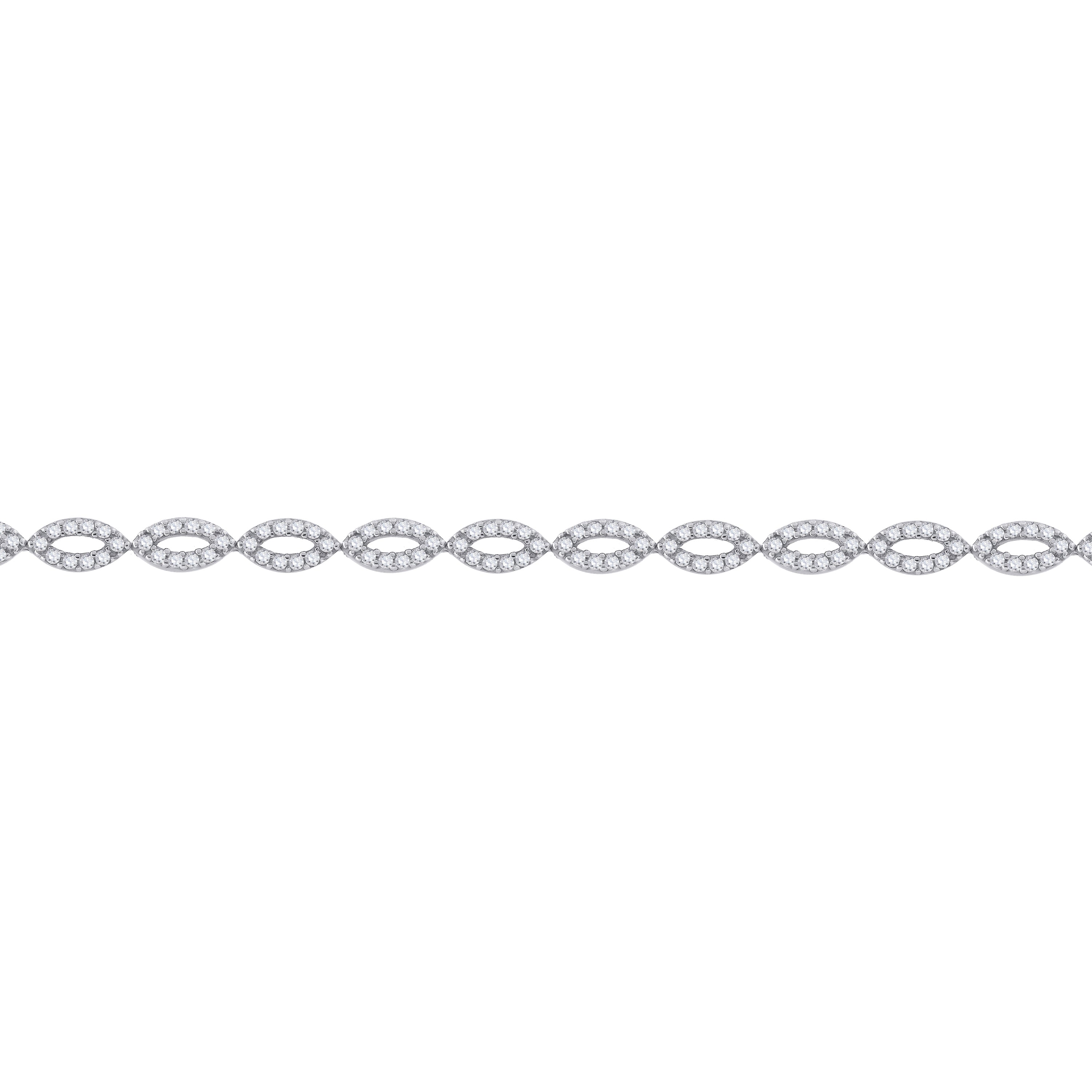 925 Sterling Silver Womens Micropave Cubic Zirconia Link Bracelet