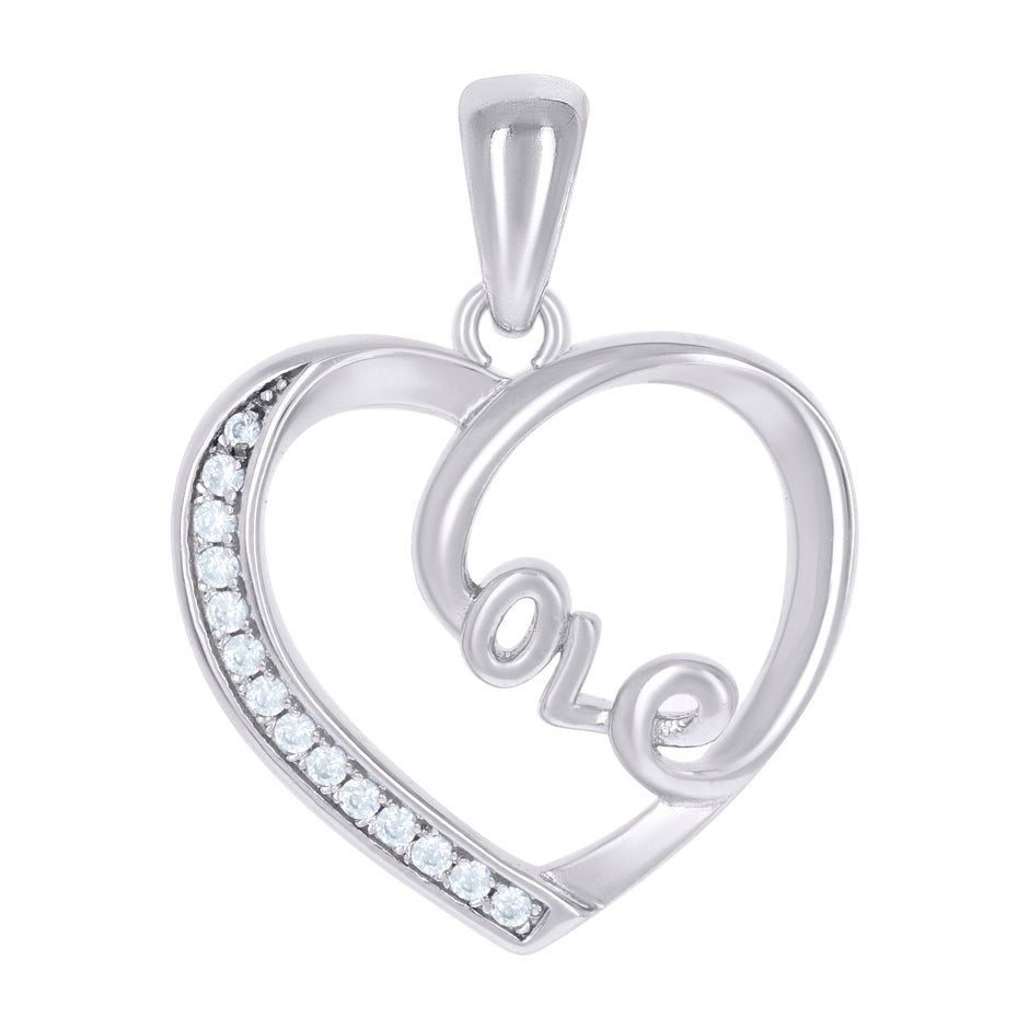 925 Sterling Silver Womens Cubic-Zirconia Heart Charm Pendant