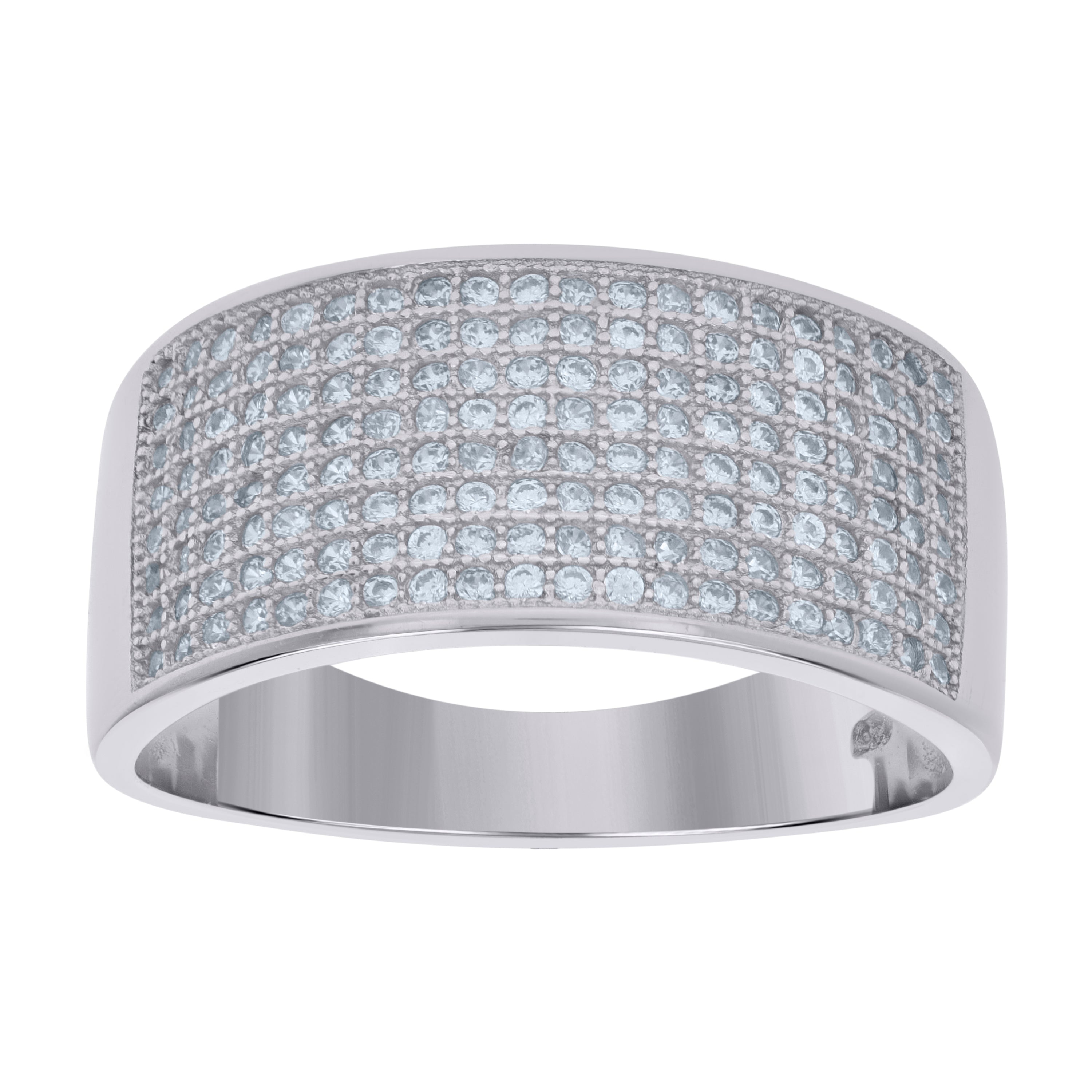 925 Sterling Silver Mens Cubic Zirconia Wedding Band Ring Size 10 - SLV-44396