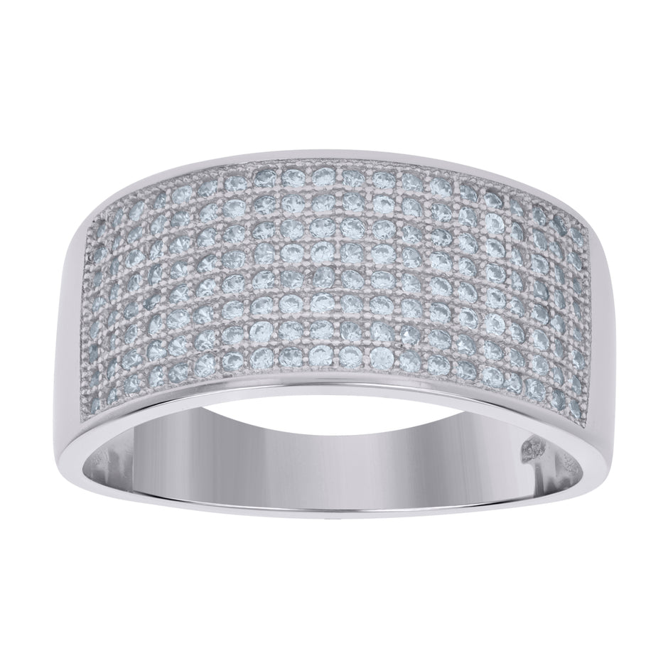 925 Sterling Silver Mens Cubic Zirconia Wedding Band Ring Size 10 - SLV-44396
