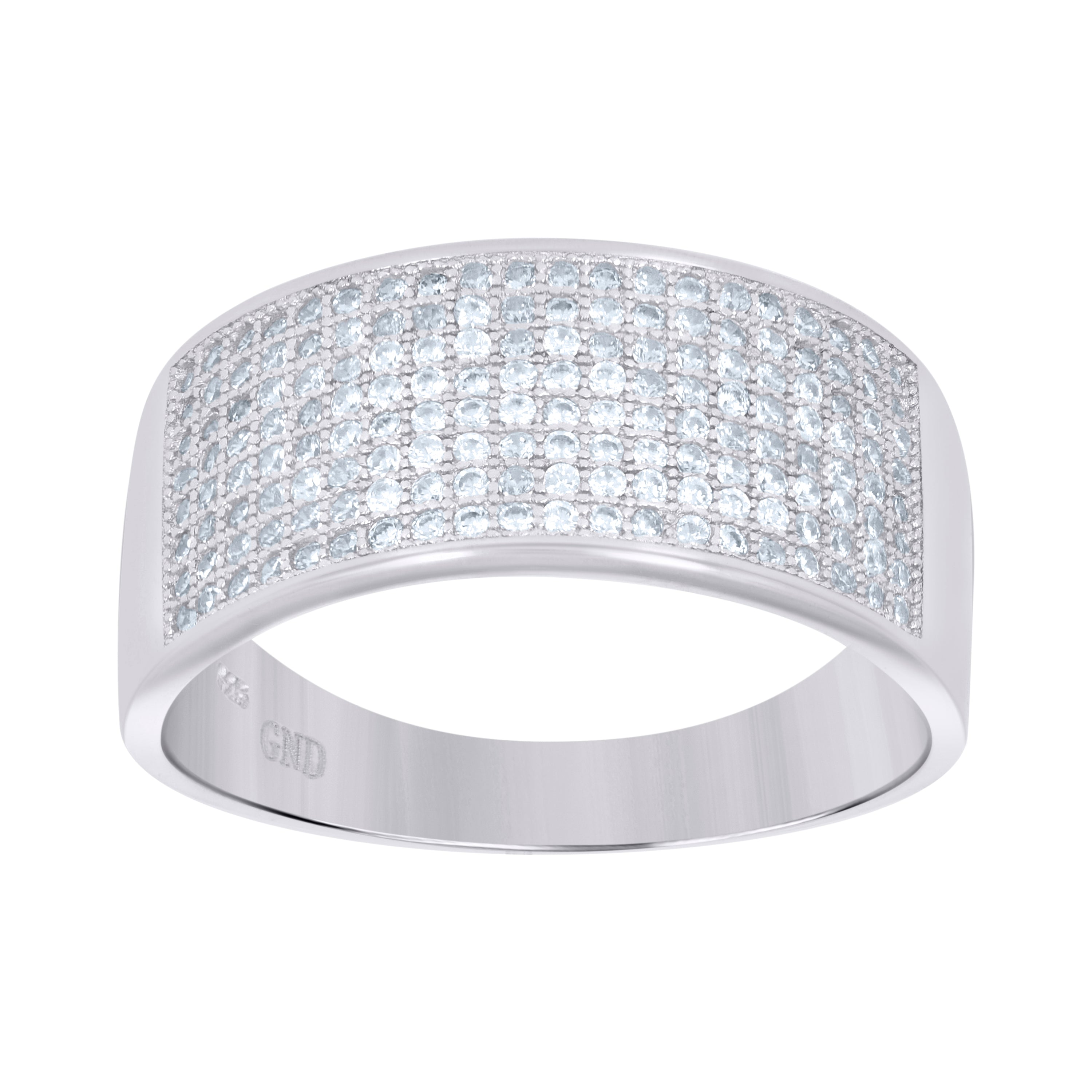 925 Sterling Silver Mens Cubic Zirconia Wedding Band Ring Size 9 - SLV-42558