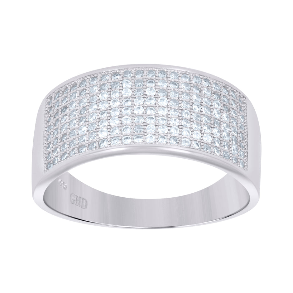 925 Sterling Silver Mens Cubic Zirconia Wedding Band Ring Size 9 - SLV-42558
