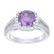 925 Sterling Silver Womens Cubic Zirconia Size-6 Purple Color Center Stone Wedding Engagement Anniversary Band Ring