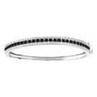 925 Sterling Silver Womens Black & White Cubic Zirconia 3-Rows Bangle