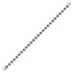 925 Sterling Silver Womens Green & White Cubic Zirconia Fancy Tennis Flower Bracelet Size 8 Inches