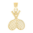 10kt Yellow Gold Unisex Tennis Racquets Ball Sports Charm Pendant