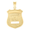 10kt Yellow Gold Textured Unisex Police Badge Charm Pendant