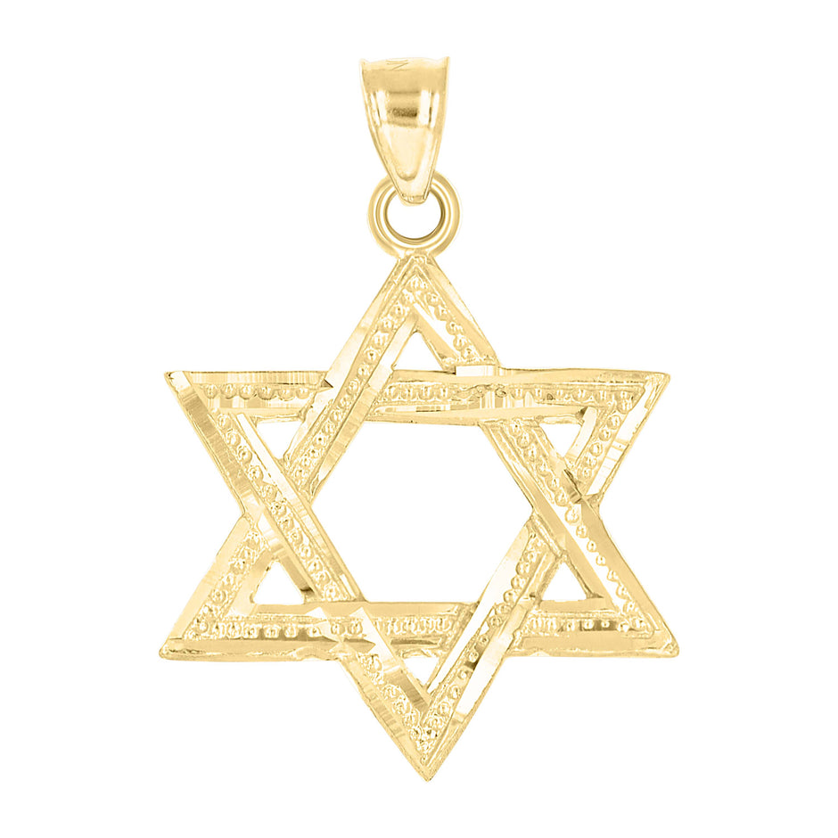 10kt Yellow Gold Mens Women Star Of David Religious Charm Pendant