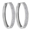925 Sterling Silver Womens Cubic Zirconia Double Row Hoop Earrings