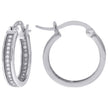 925 Sterling Silver Womens Cubic Zirconia Single Row Migraine Huggie Hoop Earrings