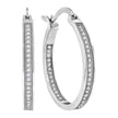 925 Sterling Silver Womens Cubic Zirconia Single Row Hoop Earrings