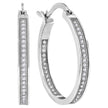 925 Sterling Silver Womens Cubic Zirconia Single Row Hoop Earrings
