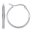925 Sterling Silver Womens Cubic Zirconia Single Row Migraine Huggie Hoop Earrings