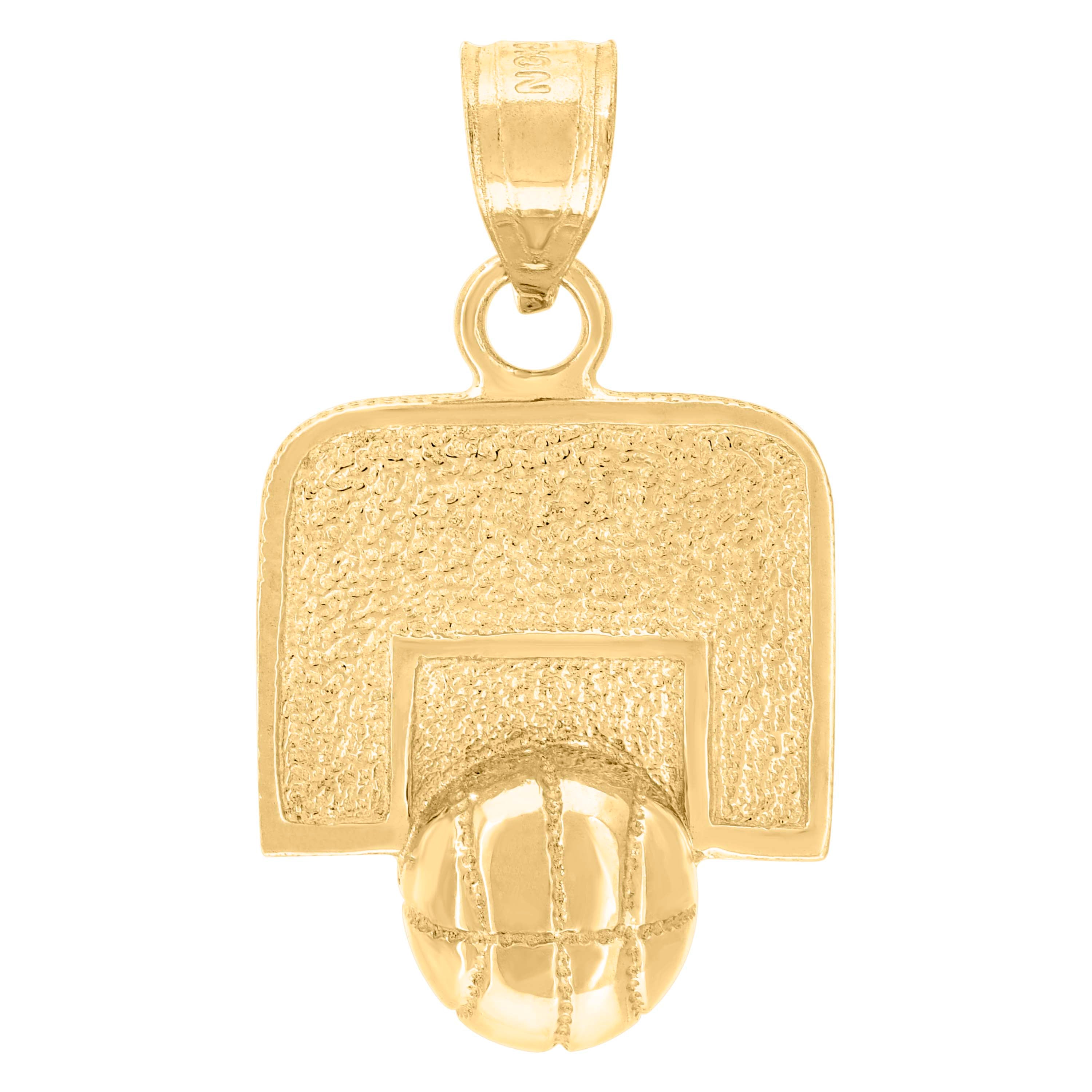 10kt Yellow Gold Diamond-Cut Mens Basket Ball Sports Charm Pendant