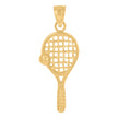 10kt Yellow Gold Diamond-Cut Unisex Tennis Racquet Ball Sports Charm Pendant