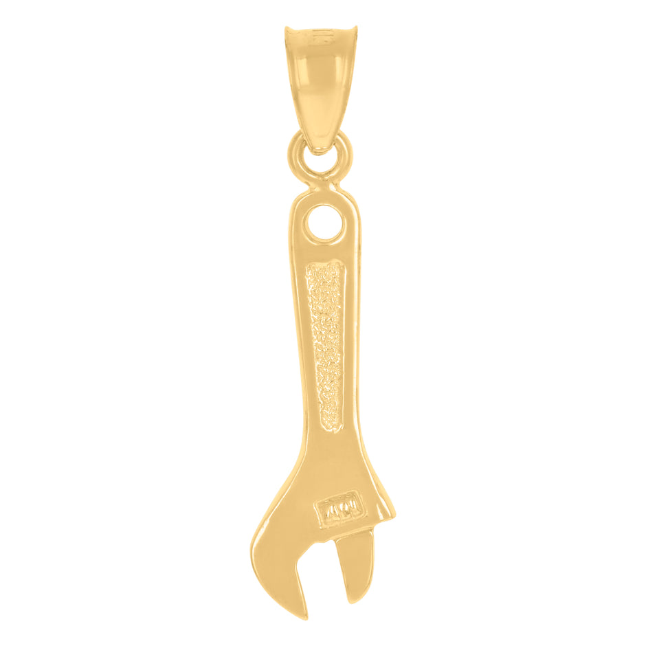 10kt Yellow Gold Unisex Adjustable Spanner Tools Charm Pendant