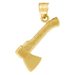 10kt Yellow Gold Diamond-Cut Textured Mens Axe Tools Charm Pendant