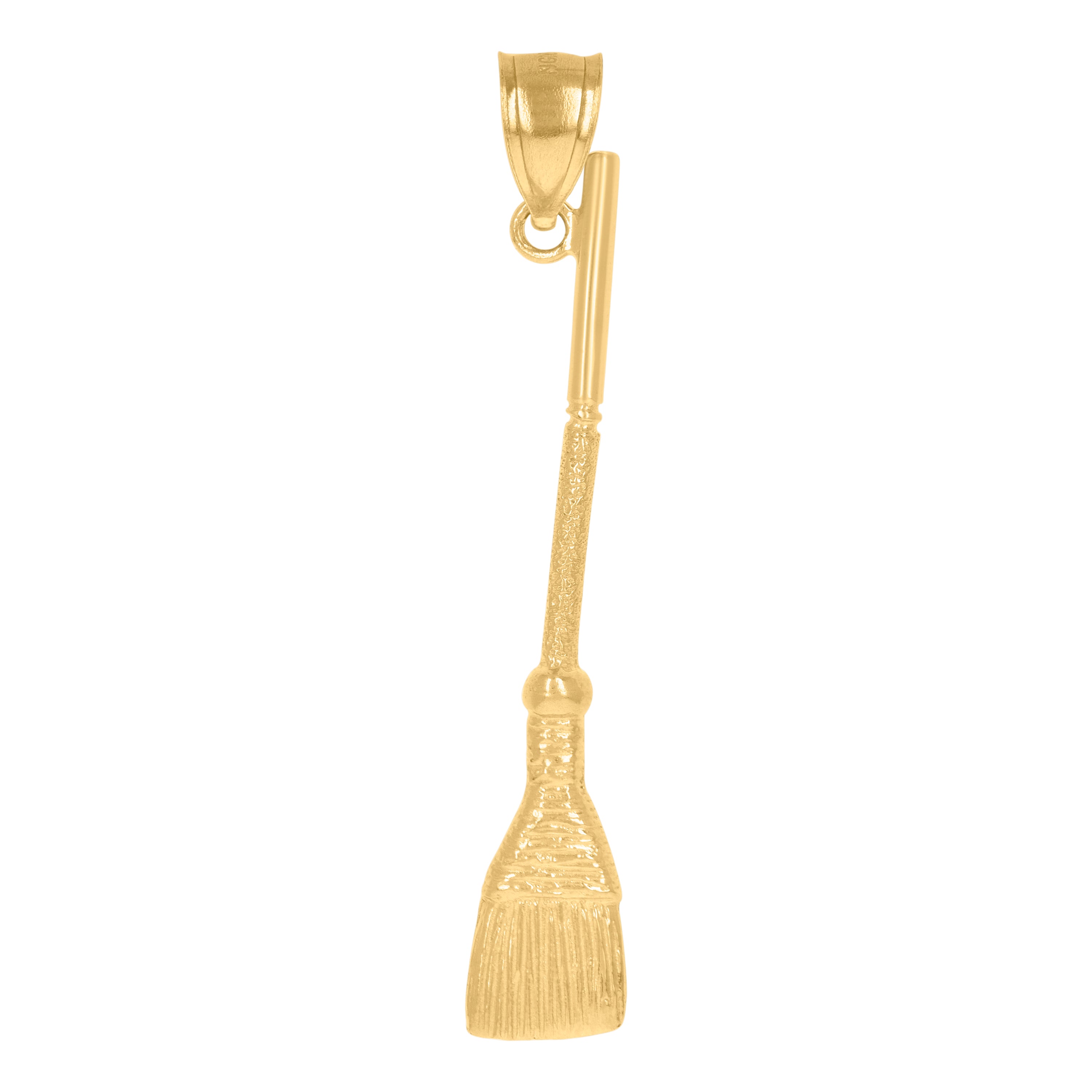 10kt Yellow Gold Diamond-Cut Unisex Broom Tools Charm Pendant