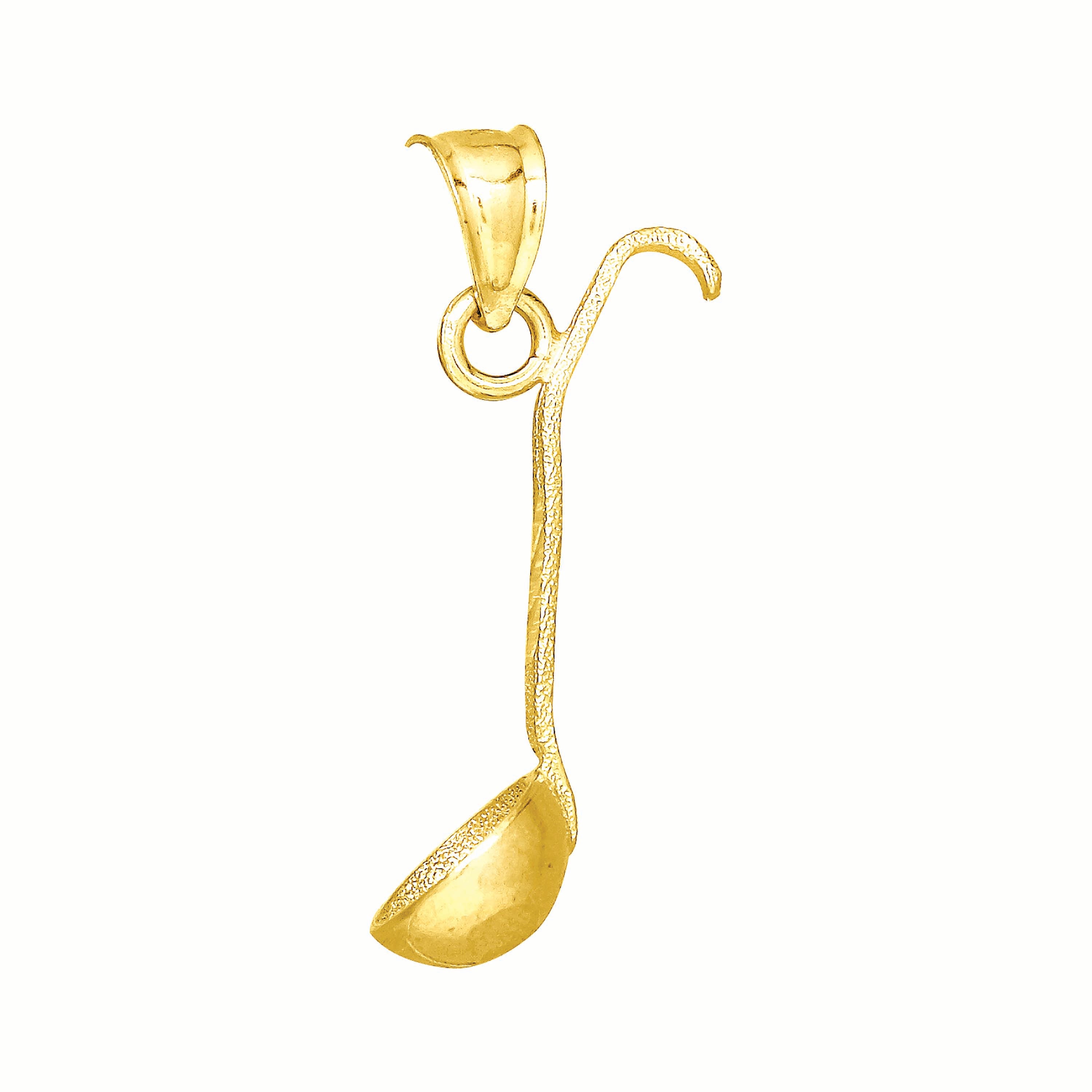 10kt Yellow Gold Mens Textured Spoon Household Charm Pendant