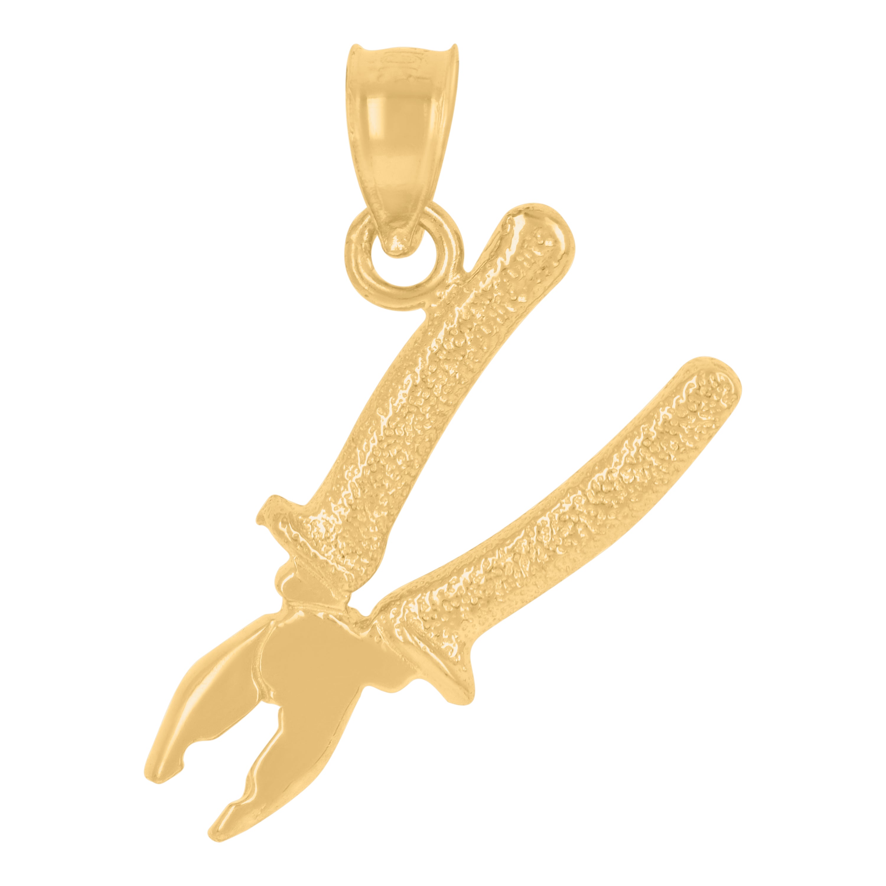 10kt Yellow Gold Textured Unisex Plier Tools Charm Pendant